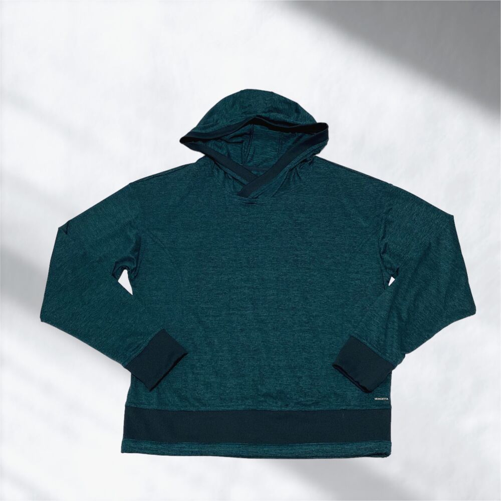 Mondetta Womens Hoodie S Teal Hooded Top Pullover Performance Knit Lightweight